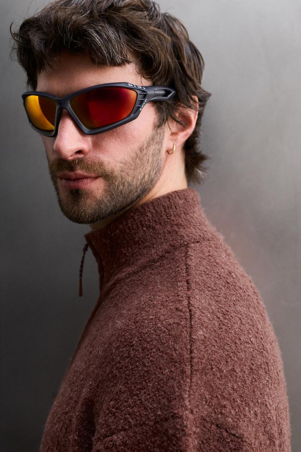 ZARA ДЖЕМПЕР С КОМБИНИРОВАННЫМ ВОРОТНИКОМ НА МОЛНИИ, ЧЕРЕПИЧНЫЙ