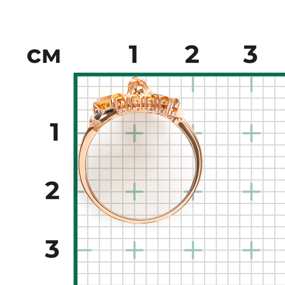 Кольцо «Леопард» из красного золота с цитринами и эмалью