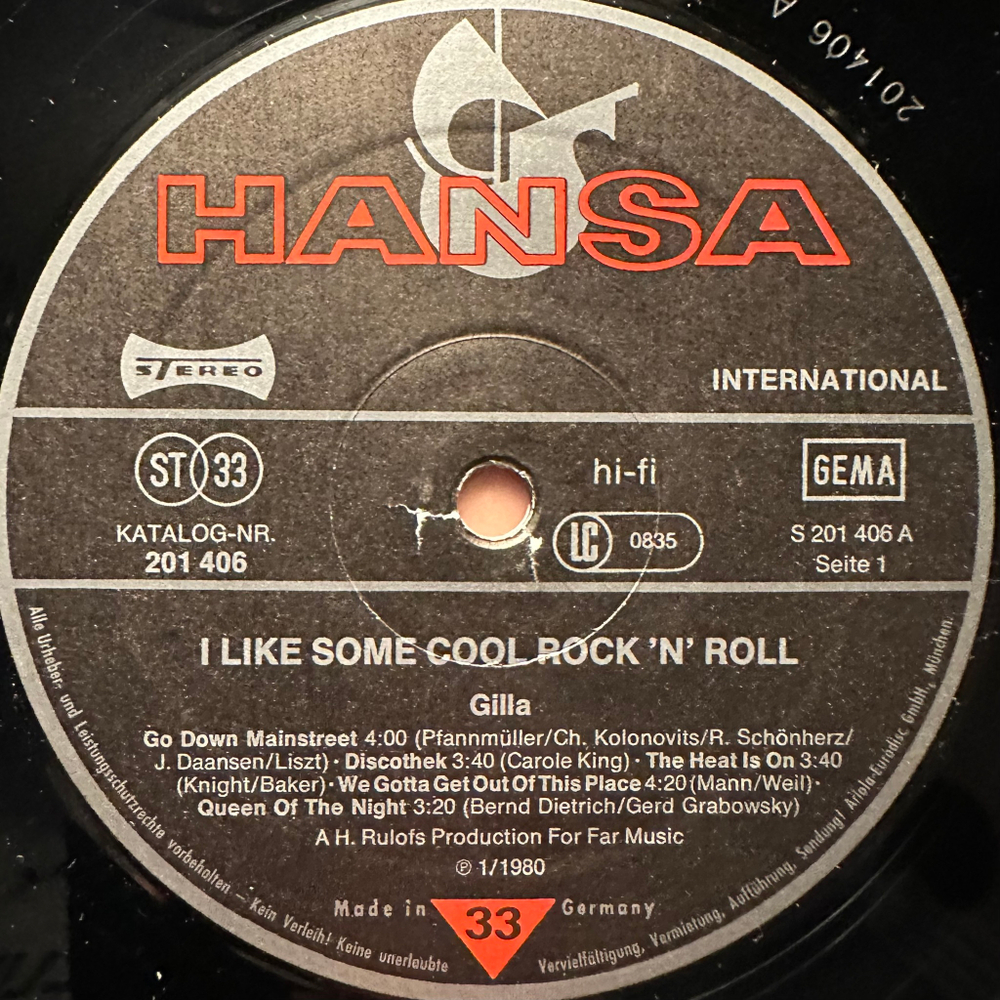 Gilla - I Like Some Cool Rock 'n' Roll (Германия 1980г.)