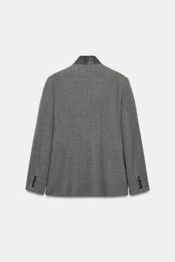 ZARA БЛЕЙЗЕР ОБЛЕГАЮЩЕГО КРОЯ В КЛЕТКУ — ZW COLLECTION, МЯГКИЙ СЕРЫЙ