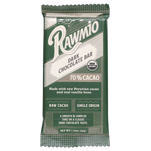 Rawmio, Плитка темного шоколада, 70% какао, 50 г (1,76 унции)