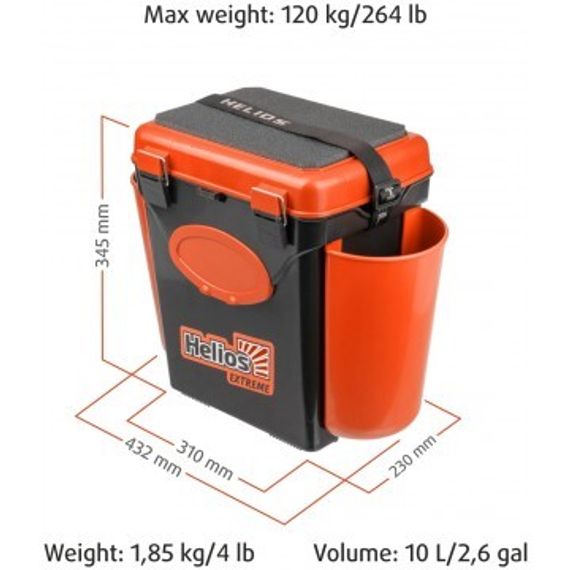 Ящик зимний Helios &quot;FishBox&quot; односекционный (10л) оранжевый