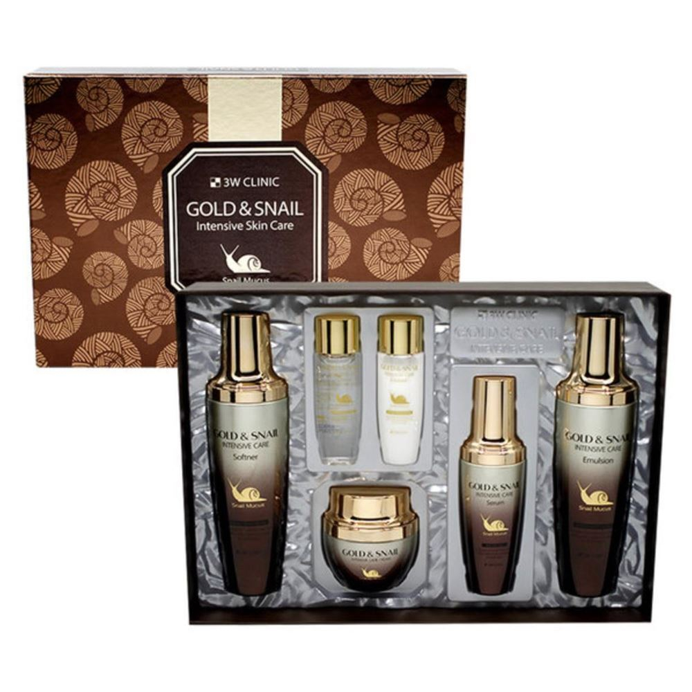 3W Clinic Gold & Snail Intensive Care 4 Set бьюти-набор для ухода за кожей с экстрактом золота и муцина улитки