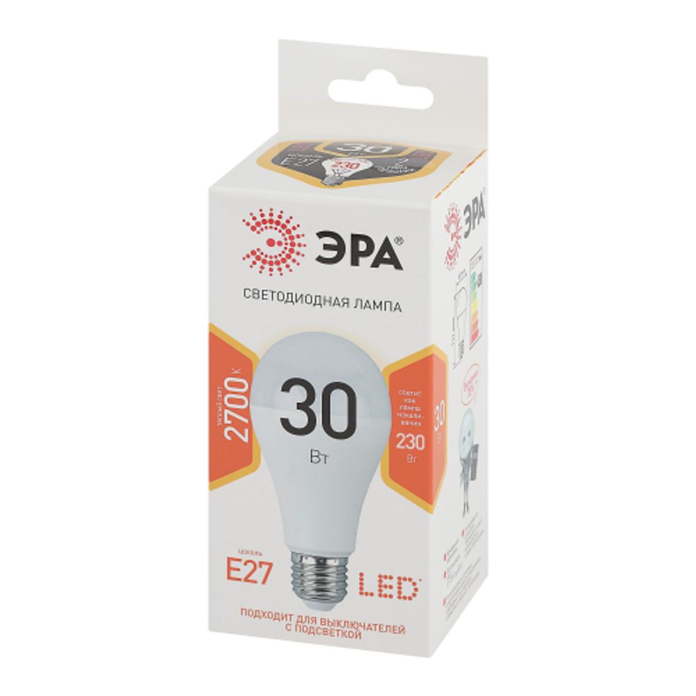 Лампа светодиодная ЭРА STD LED A65-30W-827-E27 E27 / Е27 30Вт груша теплый белый свет | Лампы cветодиодные Груша (A)