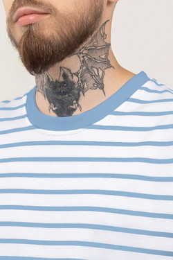 Футболка KUL'TURA OverSize "Basic" Полоска Голубой