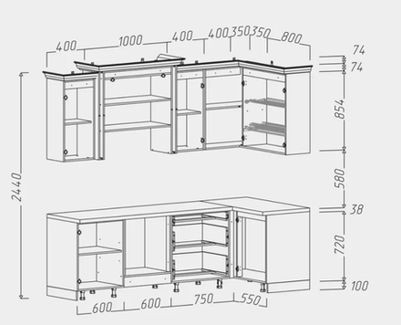 Астория (Заман) Набор мебели для кухни угловой