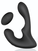 Черный силиконовый вибромассажер простаты с пультом ДУ (Цвет: черный)