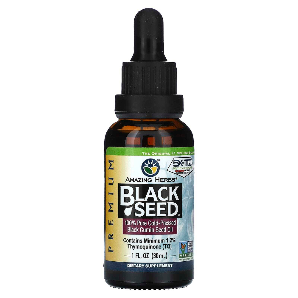 Amazing Herbs, Black Seed, 100% чистое масло семян черного тмина холодного отжима, 30 мл (1 жидк. унц.)