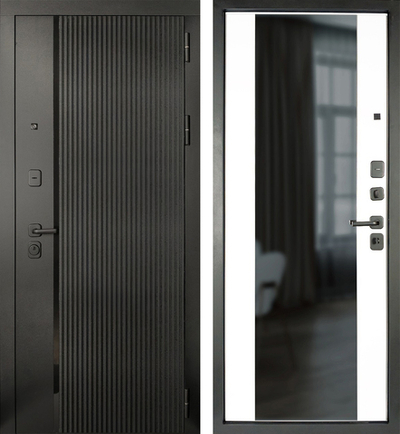 Входная дверь металлическая в квартиру с зеркалом внутри - 1013