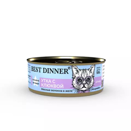 Консервы Best Dinner Exclusive Утка с клюквой Проф-ка МКБ д/взр,стерилиз, кастир кошек-100 гр