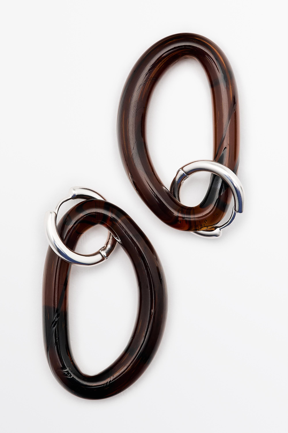 Massimo Dutti Стеклянные серьги-кольца, карамельный