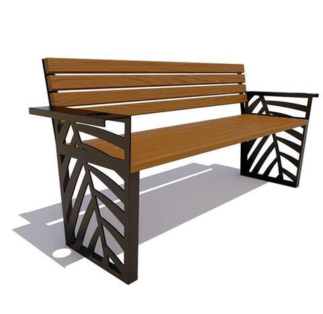 Скамейка стальная "Крым" сосна 2,0м, тик