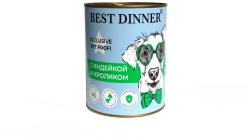 BEST DINNER Vet Profi Консервы для собак при пищевой аллергии с индейкой и кроликом 0,34 кг