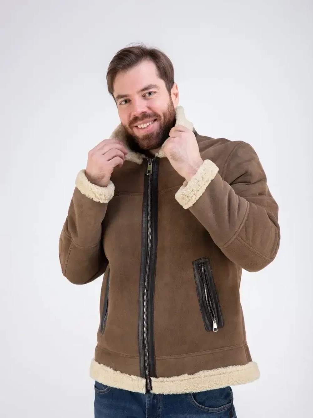 Дубленка мужская натуральная авиатор зимняя Турция