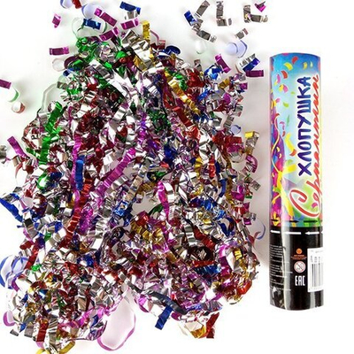 Пневмохлопушка Серпантин фольгированный 20 см