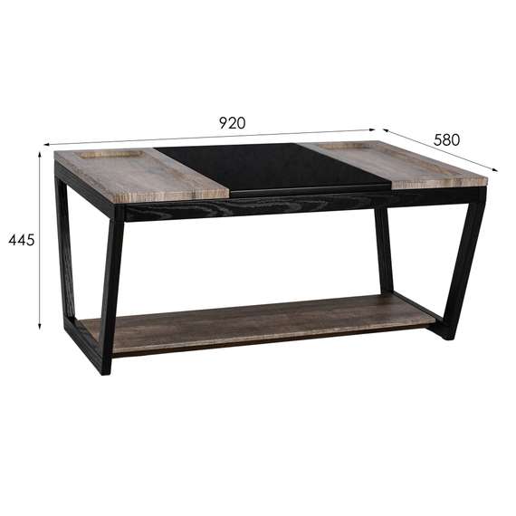 Стол журнальный BeautyStyle 33 дуб крымский состаренный/венге/стекло черное