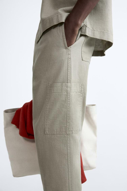 ZARA БРЮКИ КАРГО, СВЕТЛО-ЗЕЛЕНЫЙ