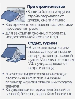 Тент укрывной усиленный 4х6м., 180г/м2 с люверсами, полог универсальный (туристический, строительный, садовый) Миротент, Россия
