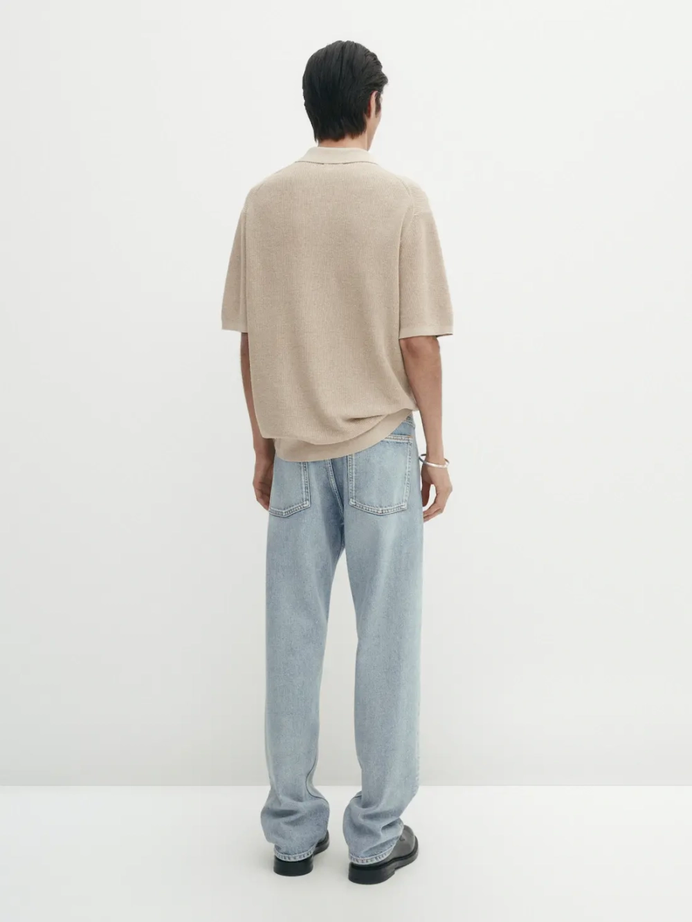 Massimo Dutti Футболка-поло  из хлопка и льна, бежевый