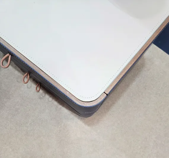 Тумба прикроватная 4268, синяя экокожа