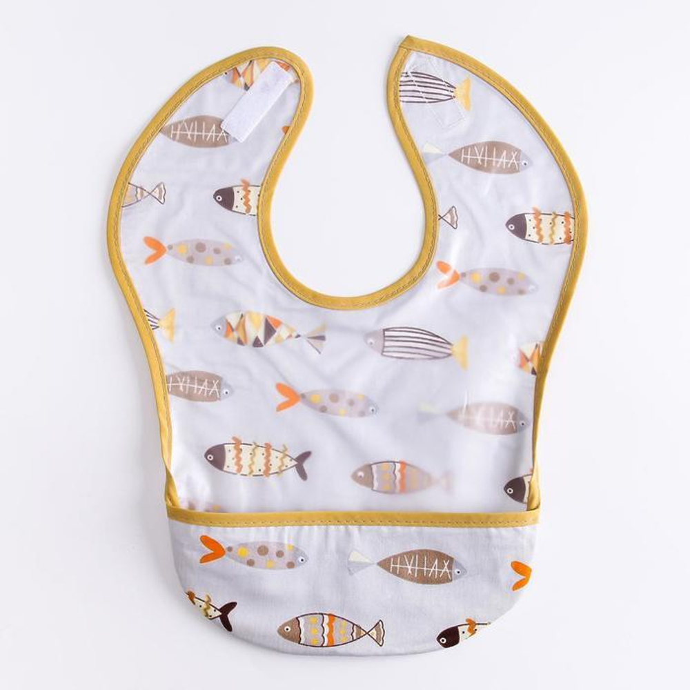 5545679 Нагрудник детский, непромокаемый с карманом «Рыбки» на липучке