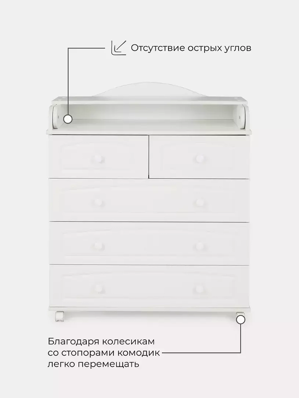 Комод "Ричард" 5 ящ. (арт.76) МДФ 800/5 (белый)