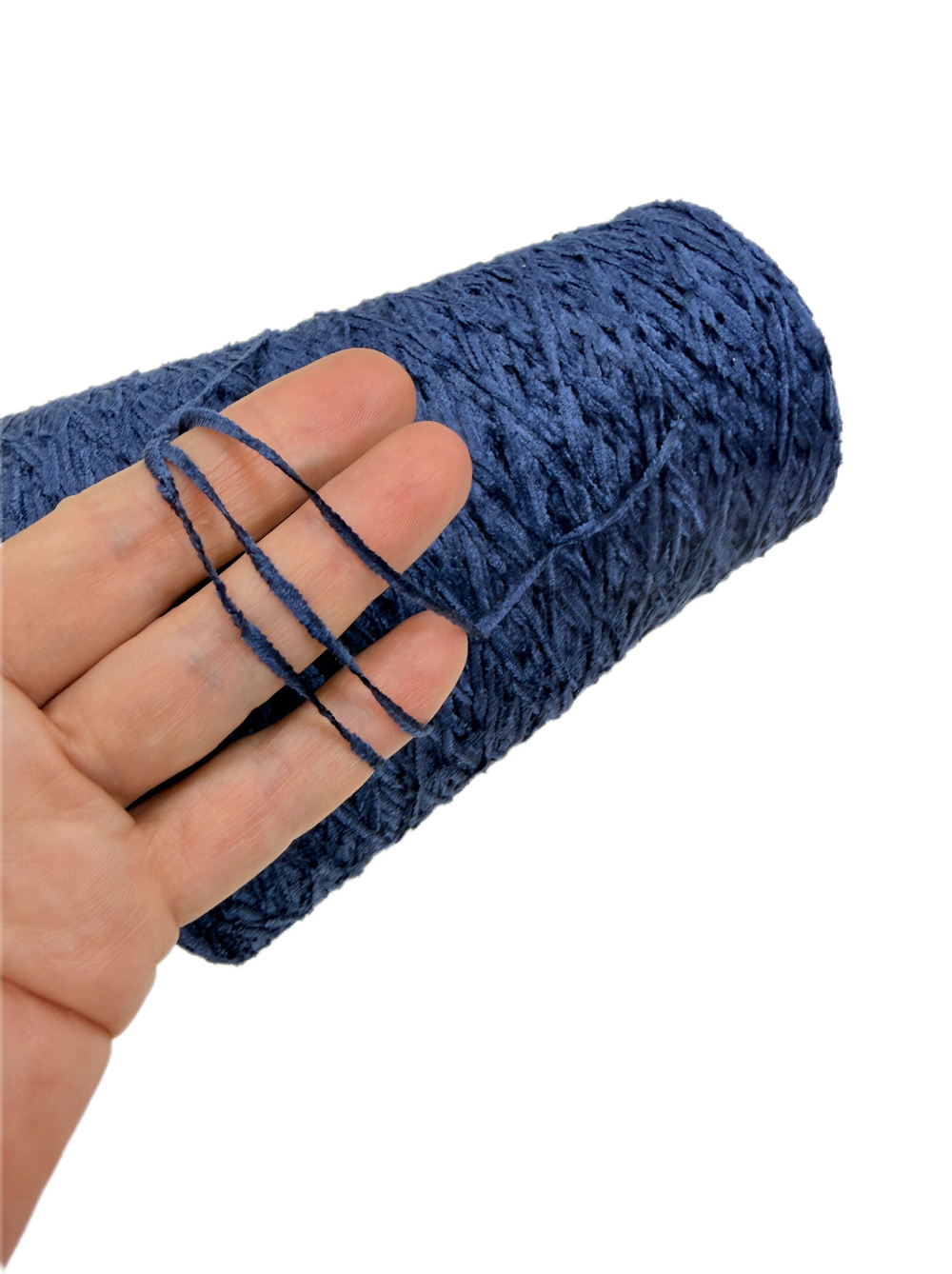 Пряжа на бобине 160г -100% натуральный шелк велюр (Италия) 100г-610м темно-синий