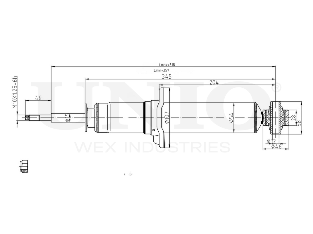 Амортизатор газовый задней подвески UNIO SAB-10410