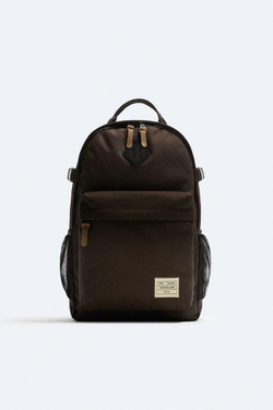 ZARA РЮКЗАК ИЗ НЕЙЛОНА, КОРИЧНЕВЫЙ
