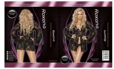 Ажурный пеньюар с длинными рукавами (Размер: XL-XXL) (Цвет: черный)