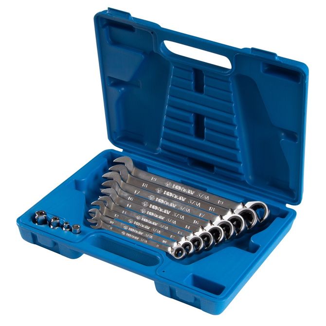 KING TONY (132A13MR) Набор комбинированных трещоточных ключей, 8-19 мм, кейс, 13 предметов