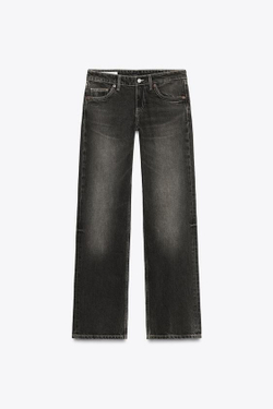 ZARA ДЖИНСЫ TRF WIDE-LEG С НИЗКОЙ ПОСАДКОЙ, КОРИЧНЕВЫЙ