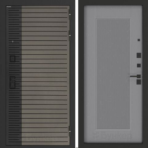 Входная металлическая дверь Бункер HIT Хит B-15 Веллюто кофе / Амстронд Лайт грей софт рельеф