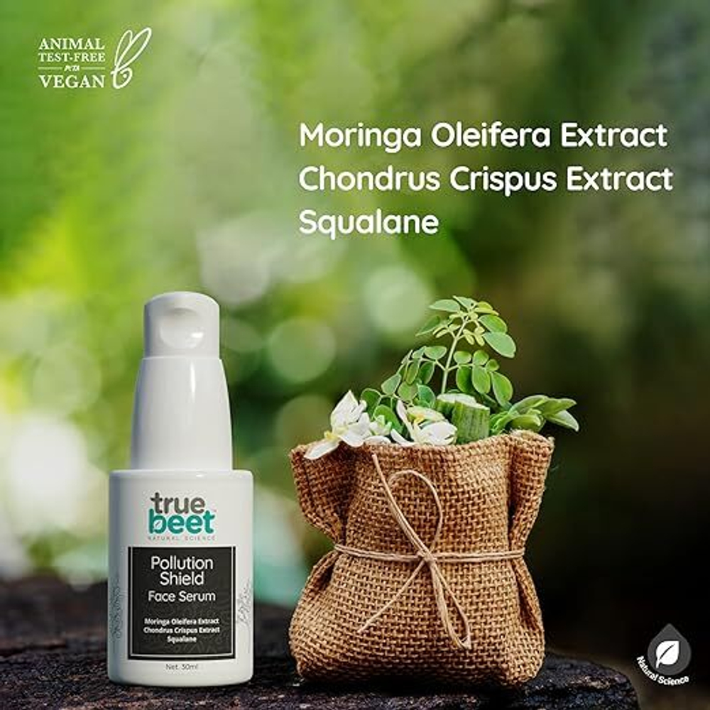 Truebeet Pollution Shield Face Serum with Moringa Oleifera Extract, Chondrus Crispus Extract and Squalane | 30ML
