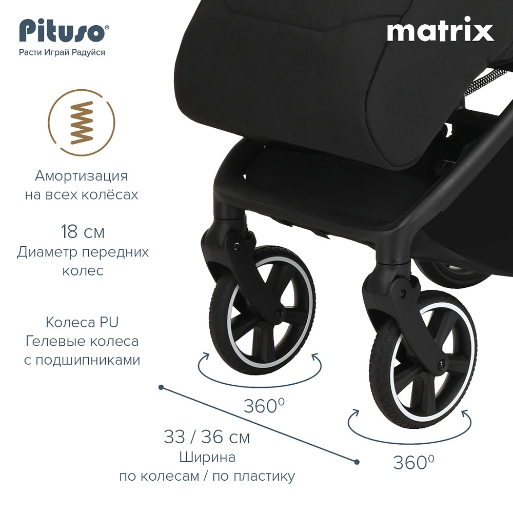 Pituso Коляска прогулочная MATRIX XXL Black
