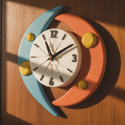 Sputnik Duo — дизайнерские настенные часы 30 см, стиль 50-х, авторская работа в стиле Mid-Century Modern