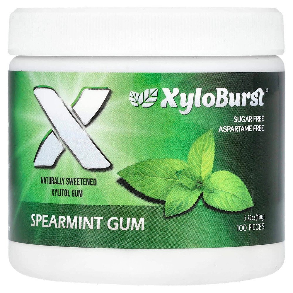 Xyloburst, Жевательная резинка с ксилитолом, мятный вкус, 5,29 унции (150 г), 100 штук.