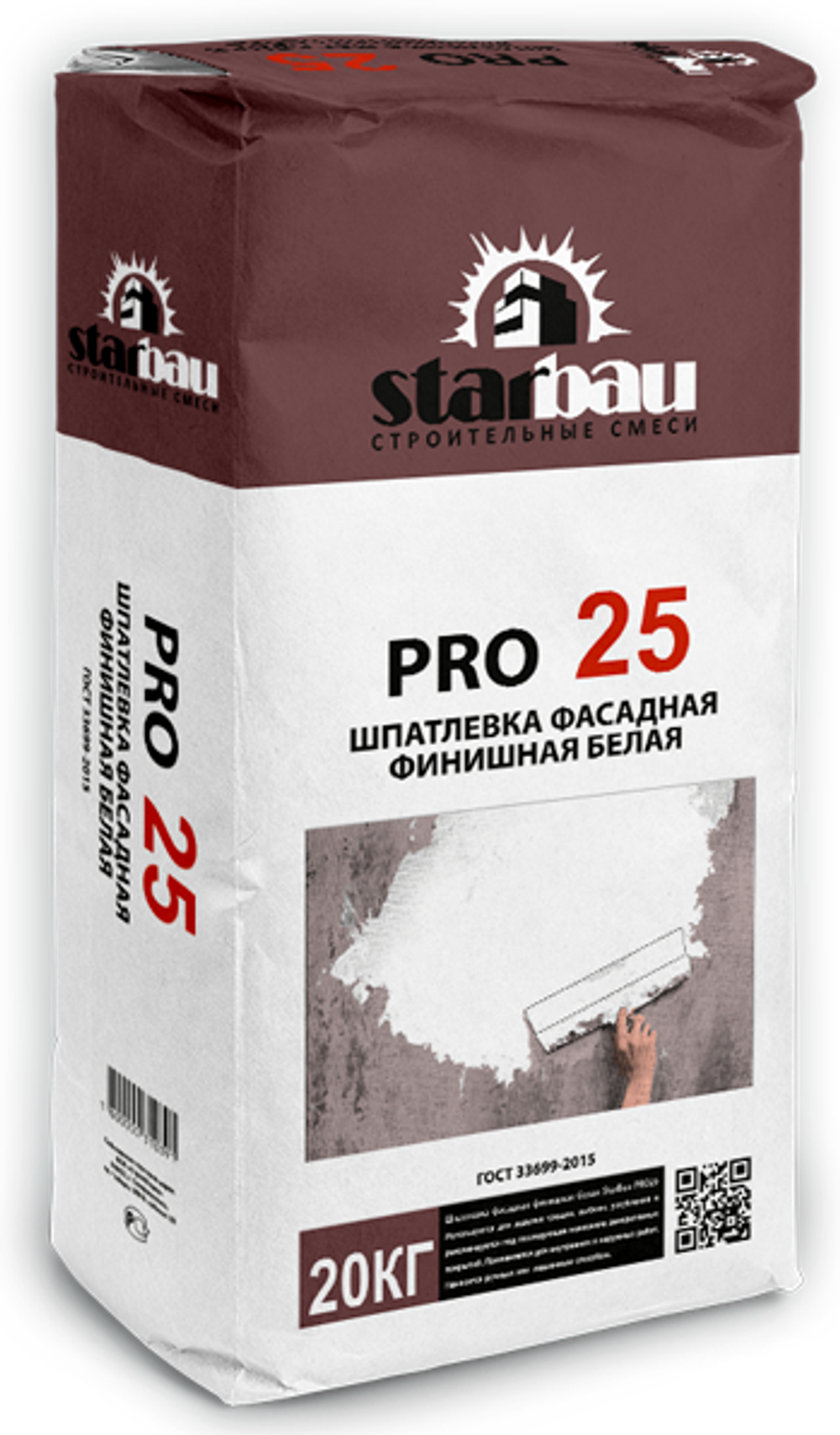 StarBau PRO 25 Шпатлёвка фасадная финишная белая (20кг)