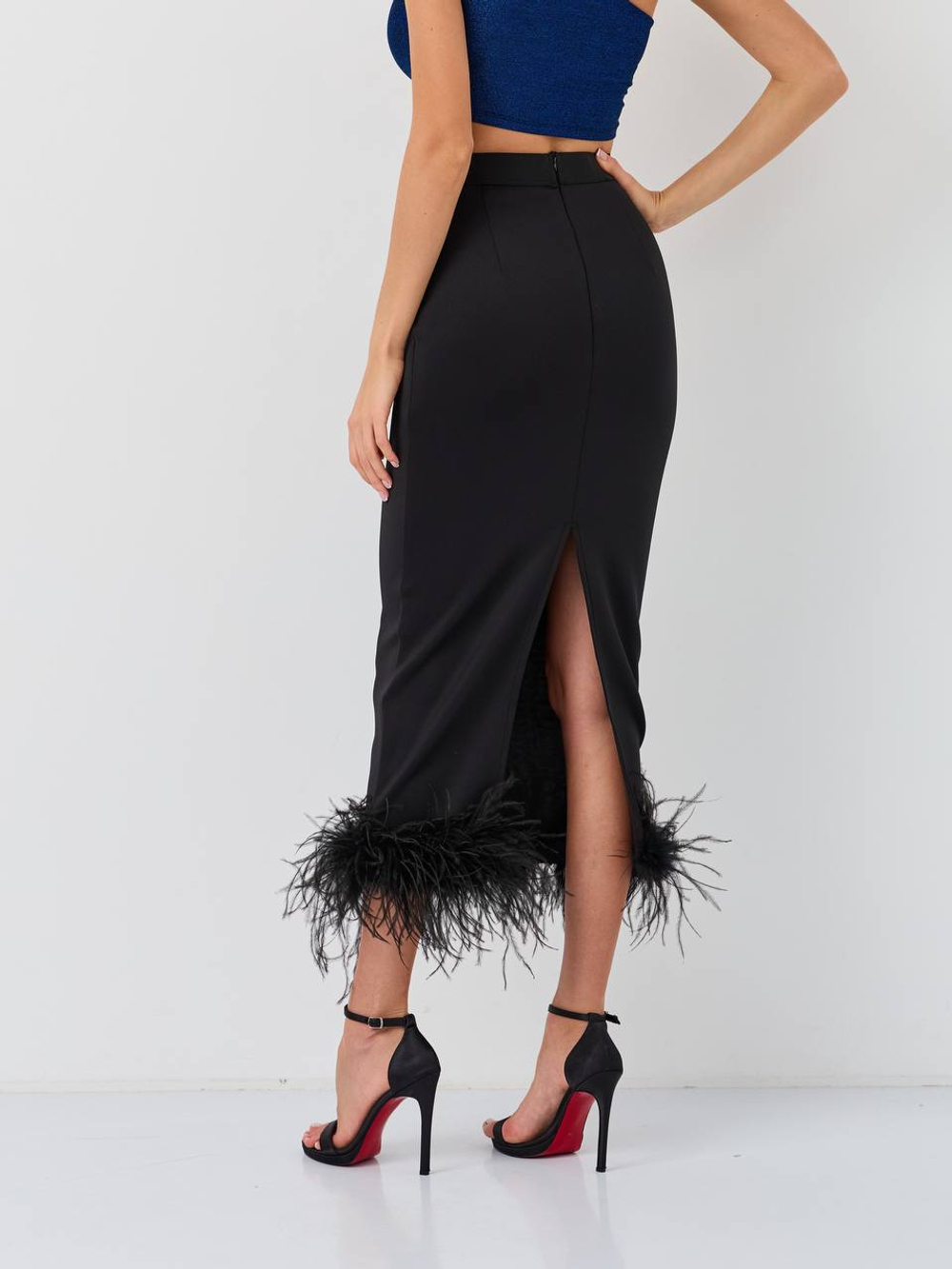 Юбка длинная на резинке страус