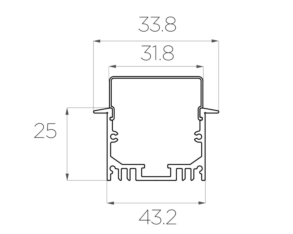 Профиль врезной алюминиевый LC-LPV-2544-2 Anod