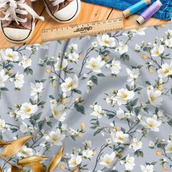 Ткань премиум шифон цветы весеннего сада