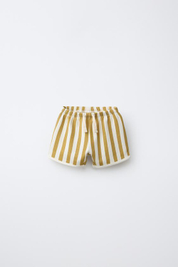 ZARA КОМПЛЕКТ ИЗ ДВУХ БЕРМУД: В ПОЛОСКУ И ОДНОТОННЫЕ, ЖЕЛТЫЙ