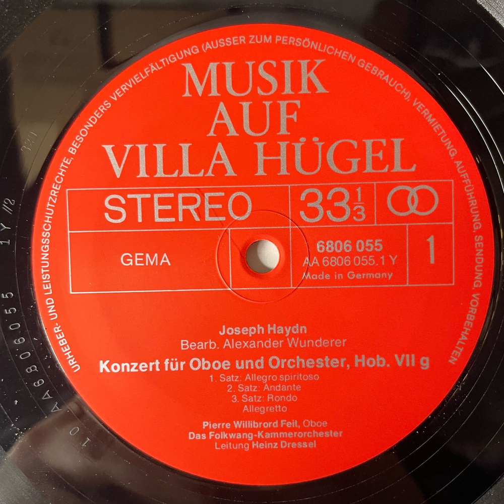 Винтажная виниловая пластинка LP Сборник Классичской Музыки, Joseph Haydn Гайдн, Wolfgang Amadeus Mozart Моцарт Musik Auf Villa Hugel (Германия 1977)