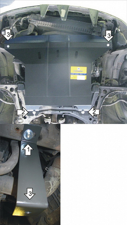 Защита картера Двигателя, КПП. 2 мм, Сталь. для Ford Galaxy 2000-2006, Ford Galaxy 1995-2000 MOTODOR.00711