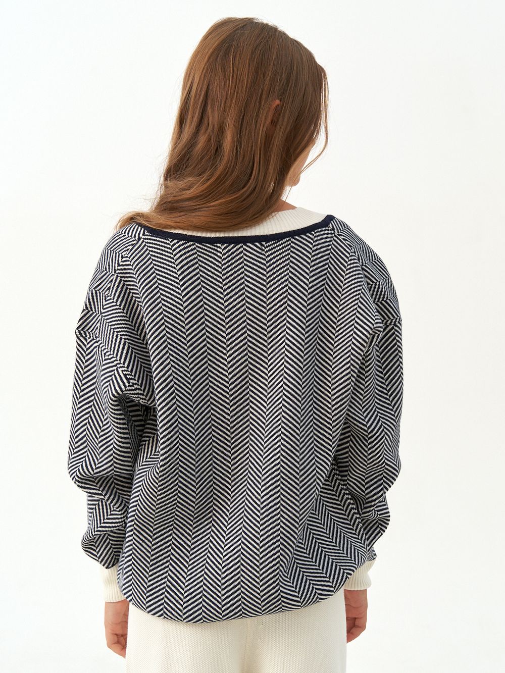 Джемпер для девочки 954 синий-молочный