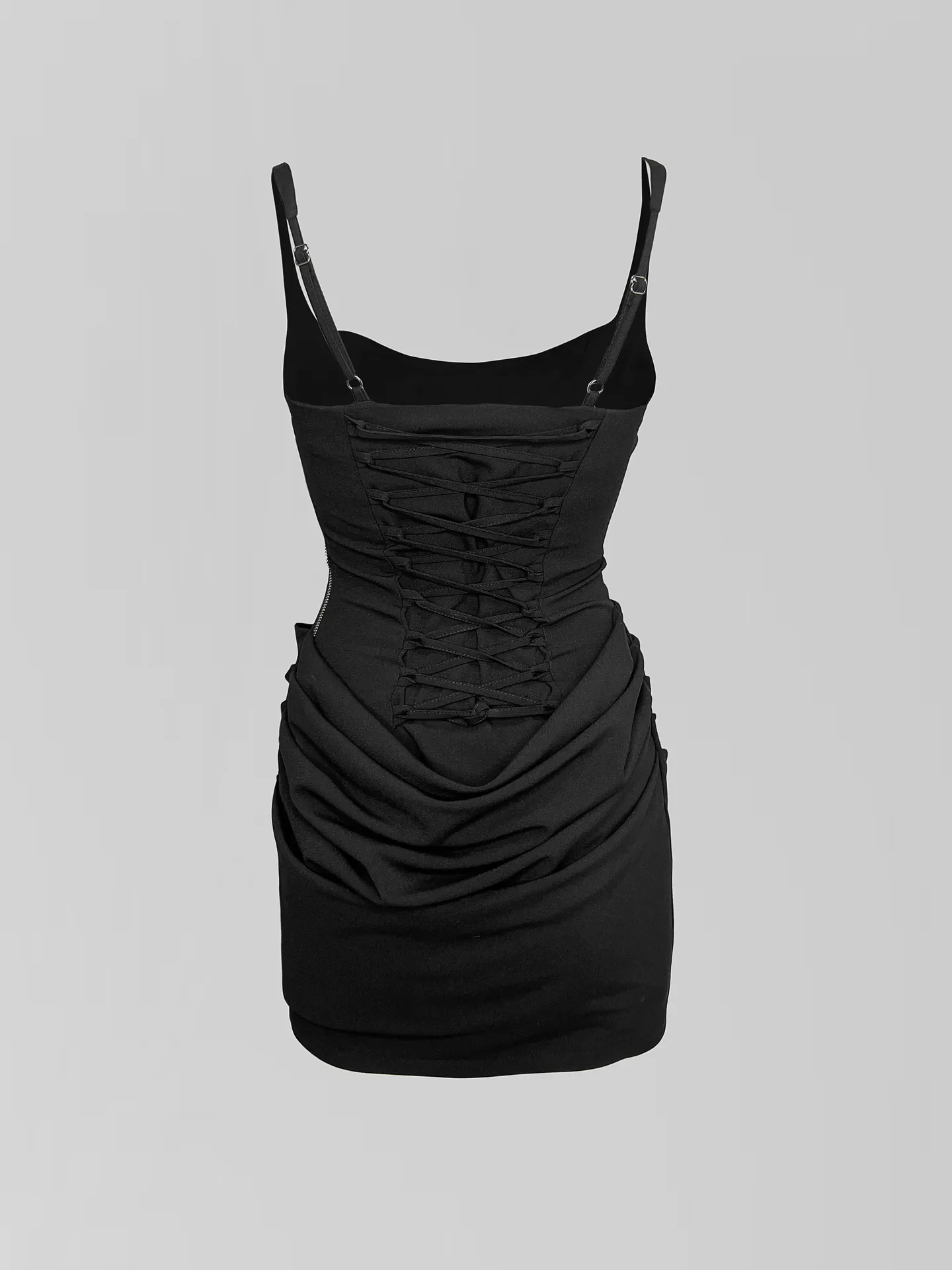 Платье Agdali Brand 1051 короткое однотонное на лямках со шнуровкой на спине