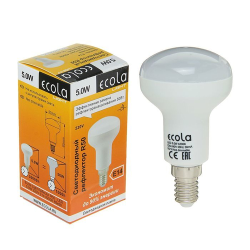 Лампа светод Reflector R50 7W   E14 Ecola