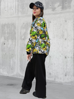 20833 Костюм женский (брюки палаццо и свитшот) футер 2-х нитка начес граффити/черный (52)