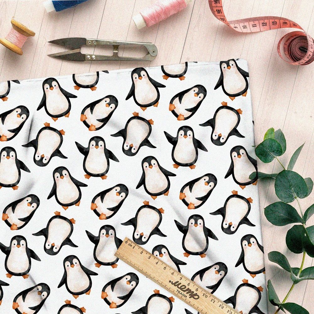 Ткань флис пингвины