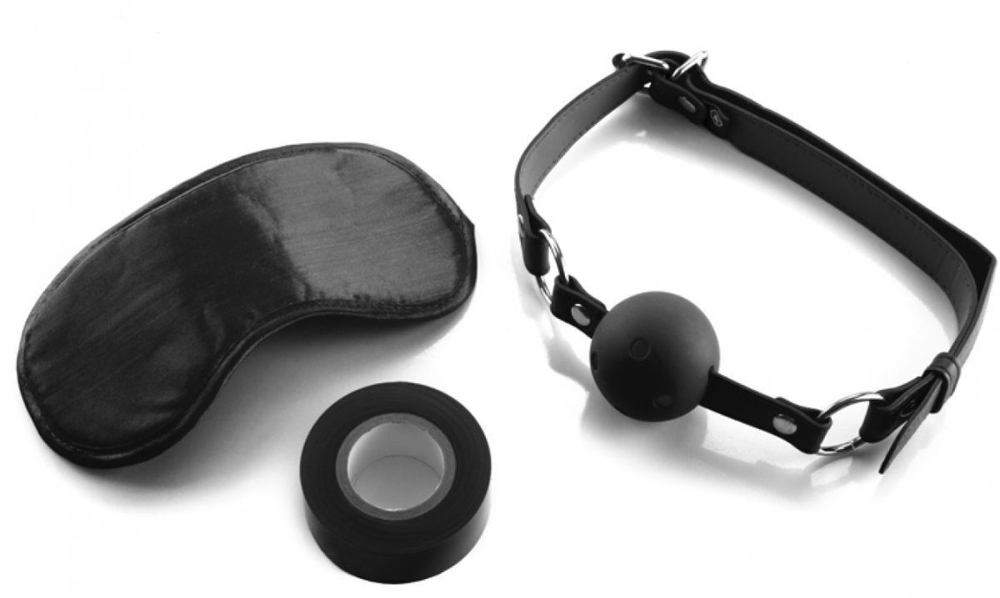 Оригинальный набор Bondage Set: маска, кляп-шарик и скотч (Цвет: черный)